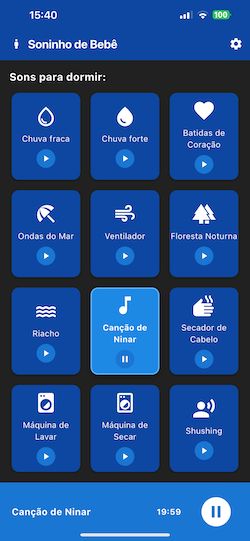 Modo noturno do aplicativo para meninos
