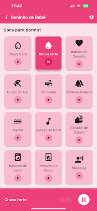 Aplicativo Soninho de Bebê em um smartphone